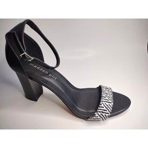 New Madden girl by Steve Madden black white open toe heel sandals shoes